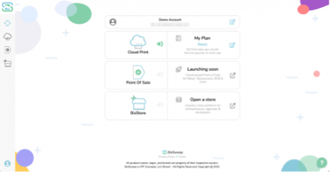 Open BizPrint Cloud dashboard