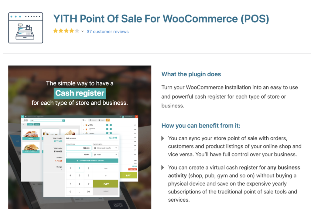 Screenshot of the YITH POS plugin