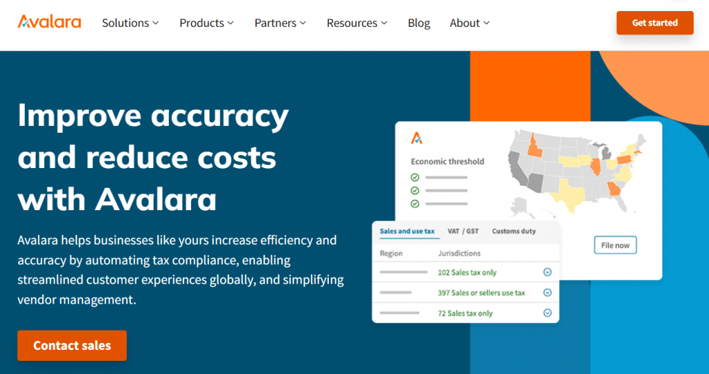 Avalara homepage