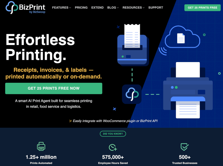 BizPrint for automated WooCommerce receipts