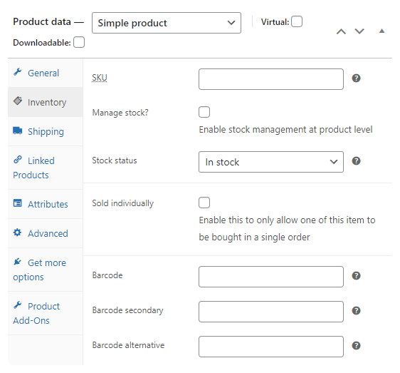 Store up to 3 types of barcodes