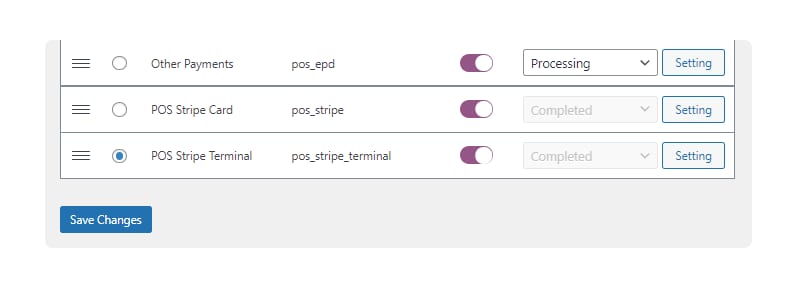 Enable POS Stripe Terminal as a payment gateway