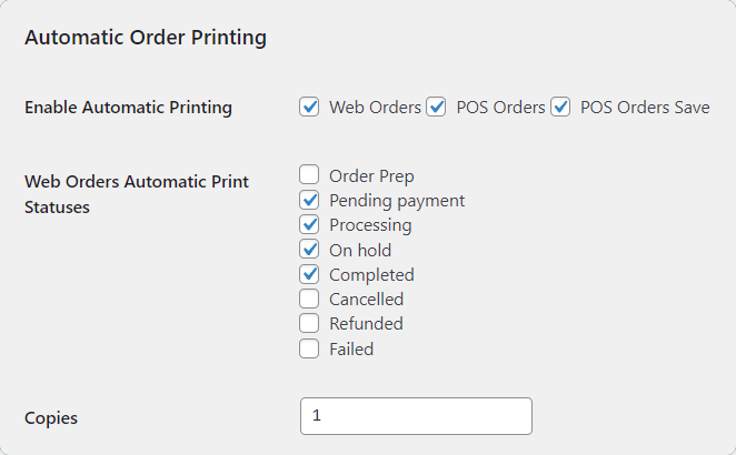 Trigger printing based on order status