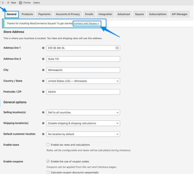 Connect with Square for woocommerce integration