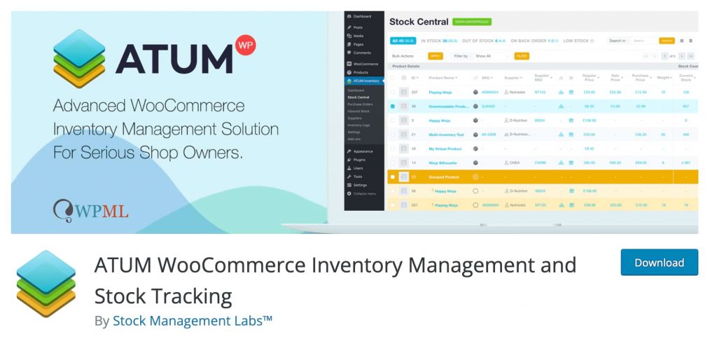 ATUM WooCommerce inventory management and stock tracking.