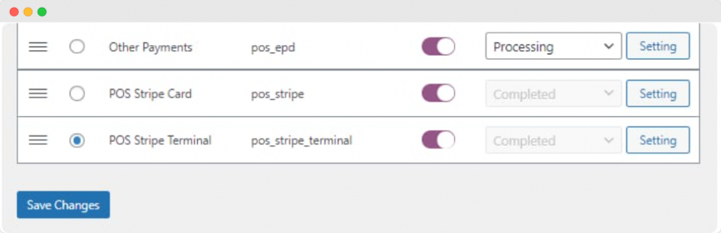 Activating 'POS Stripe Terminal' as a payment method