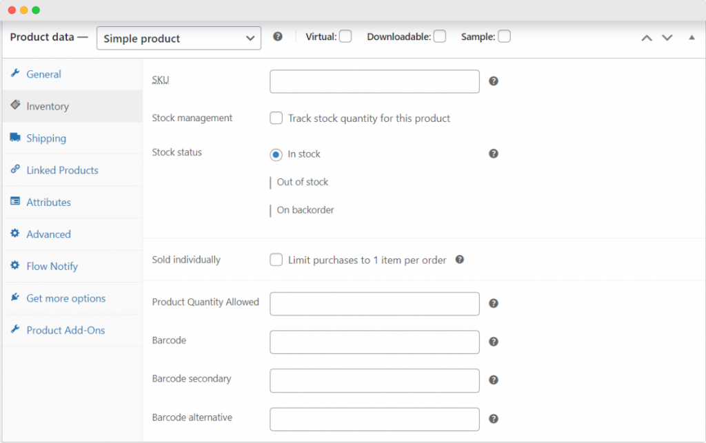 Inventory management in WooCommerce.