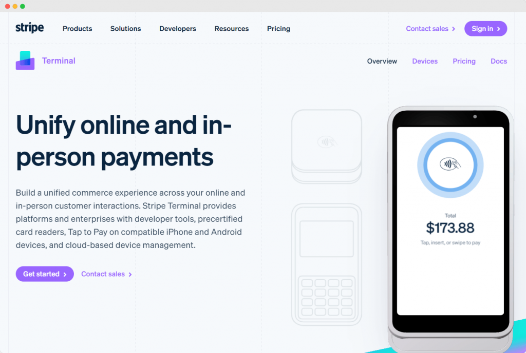 Stripe allows users to build a unified commerce experience across online and in-person payments