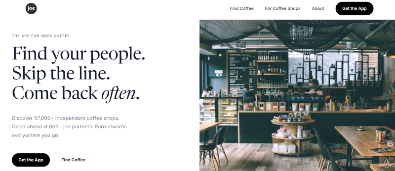 Joe Coffee homepage