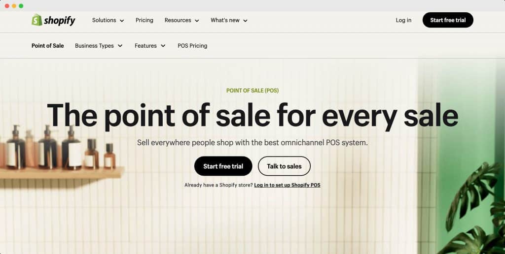 Shopify POS landing page