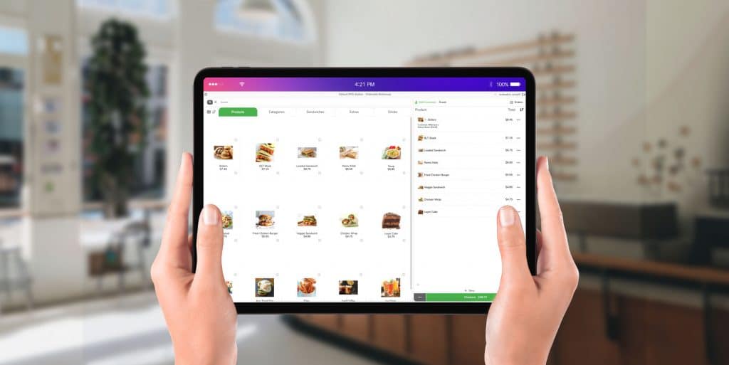 Jovvie in use on a tablet ordering system.