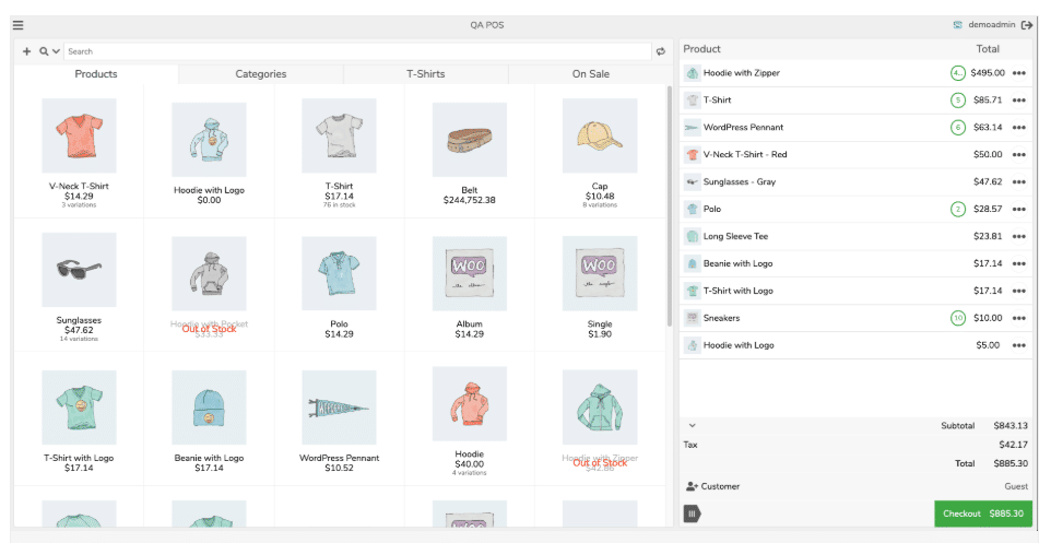 Viewing WooCommerce products in the POS system